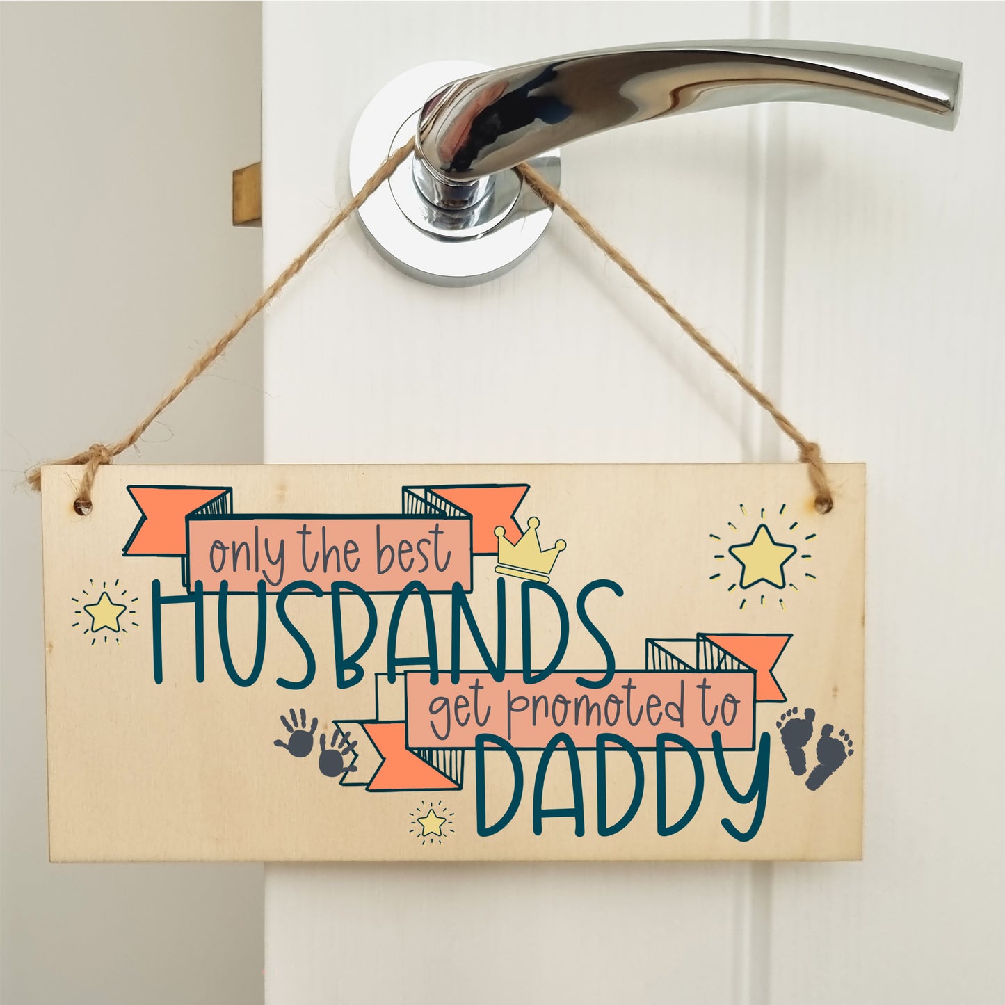 Handmade Wooden Hanging Wall Plaque Best Husbands Promoted to Daddy Sentimental Gift from Bump 1st Father's Day