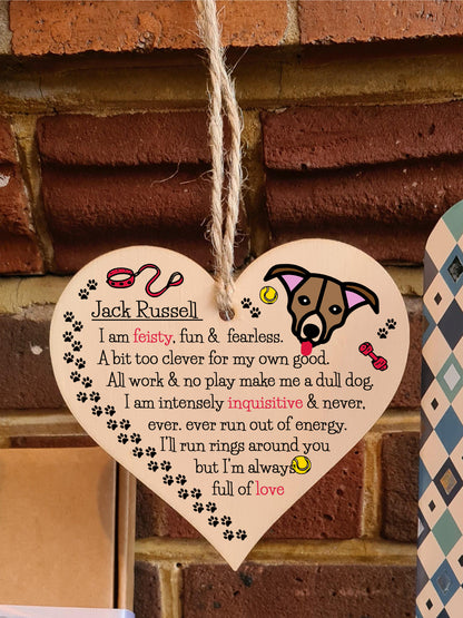 Handmade Wooden Hanging Heart Plaque Gift Perfect for Dog Lovers Pet Keepsake Novelty Decoration