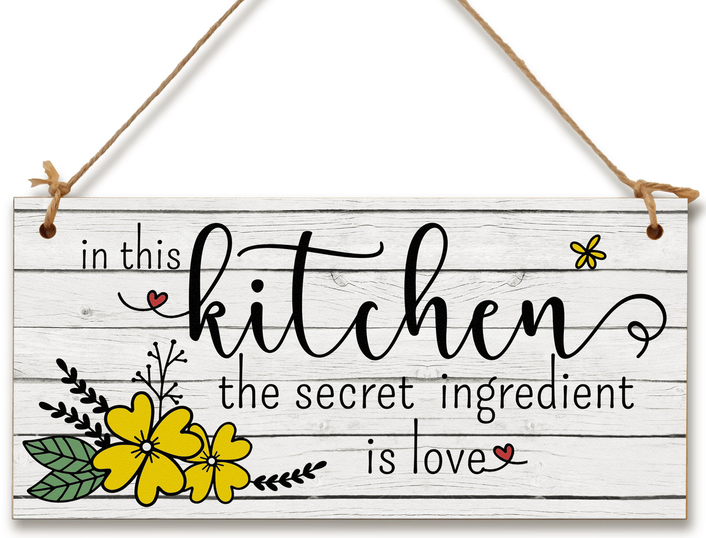 In the Kitchen Secret Ingredient Love Decorative Rustic Handmade Wooden Plaque Home Décor Family Hanging Sign Gift