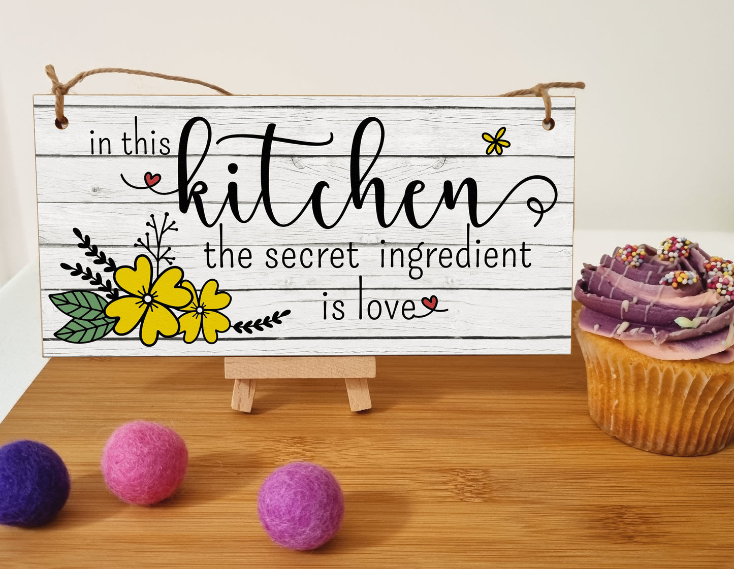 In the Kitchen Secret Ingredient Love Decorative Rustic Handmade Wooden Plaque Home Décor Family Hanging Sign Gift