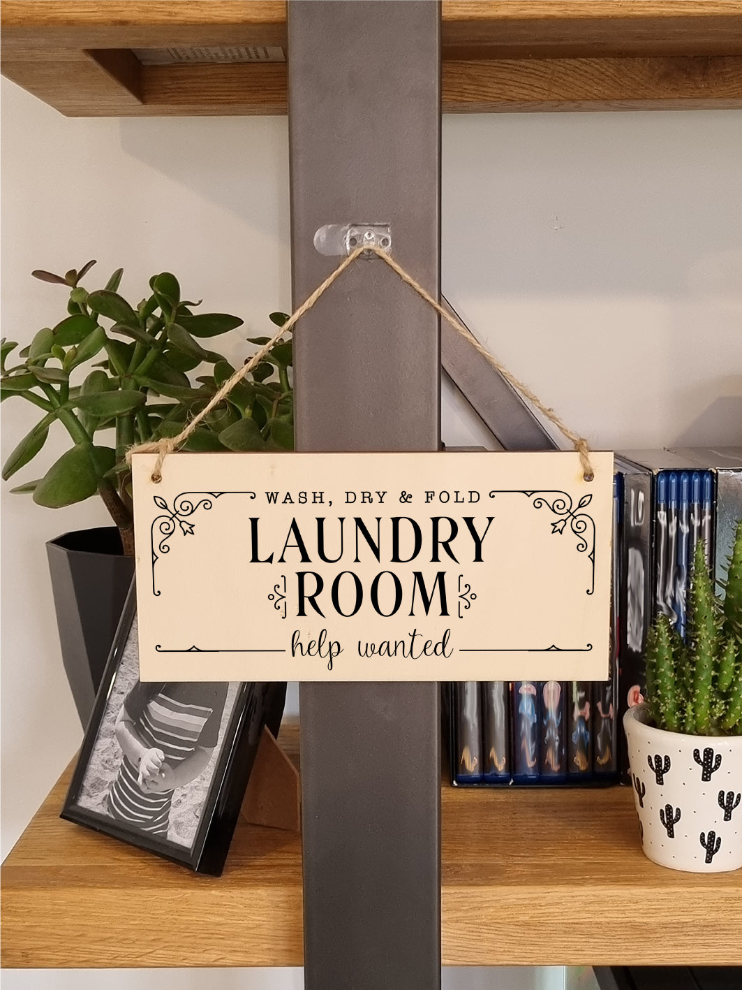 Handmade Wooden Hanging Wall Plaque wash.dry.fold Laundry Room Help Wanted Funny Decorative Sign Gift for Mum