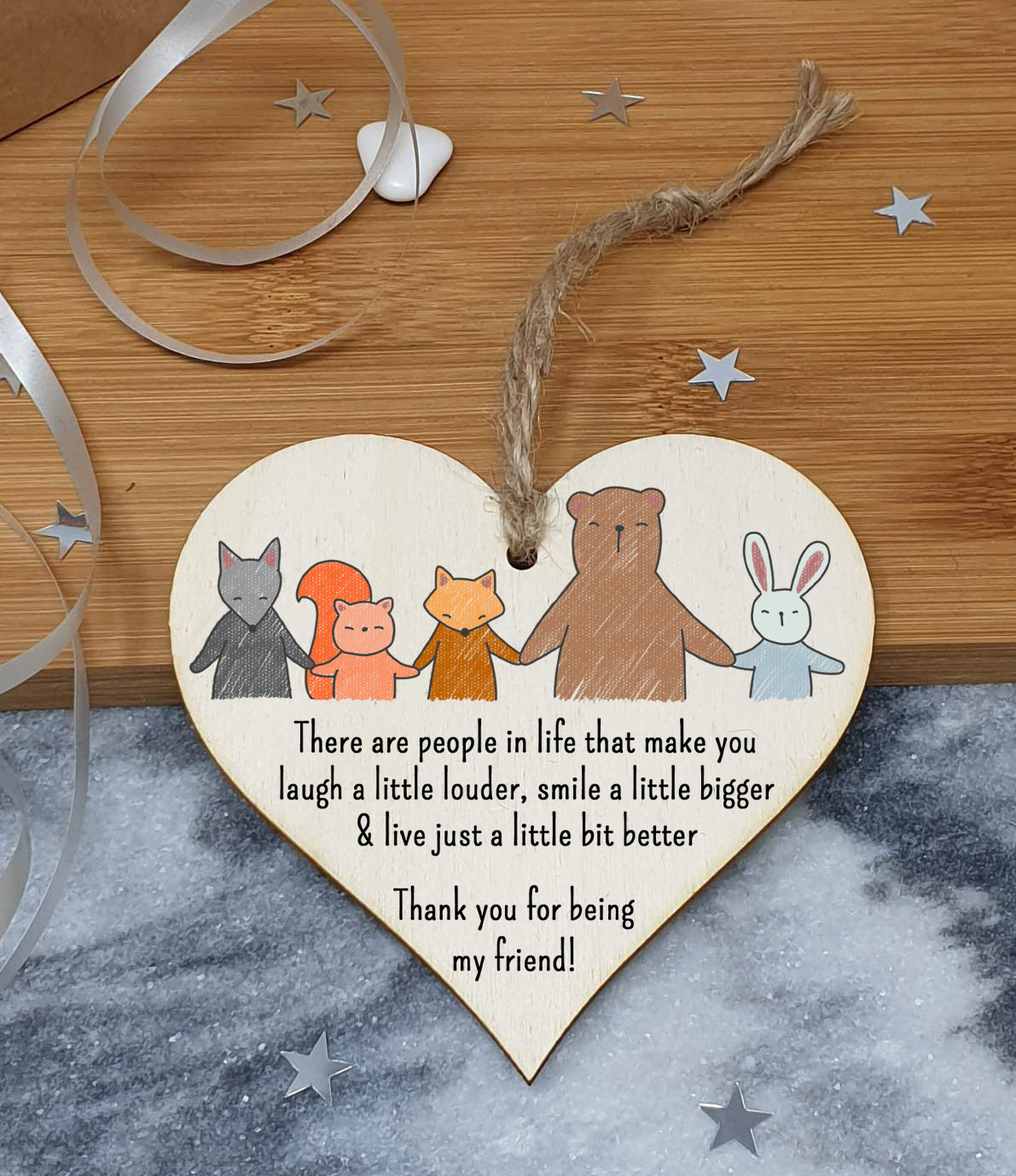 Handmade Wooden Hanging Heart Plaque Gift There are people that make life better Thank you for being my friend cute wall window hanger for best friends absent friend Miss You hand drawn design