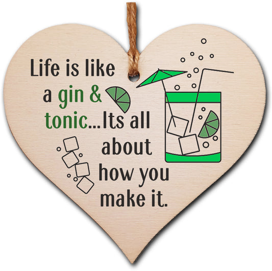 Handmade Wooden Hanging Heart Plaque Gift Perfect for Gin Lovers Novelty Funny Keepsake