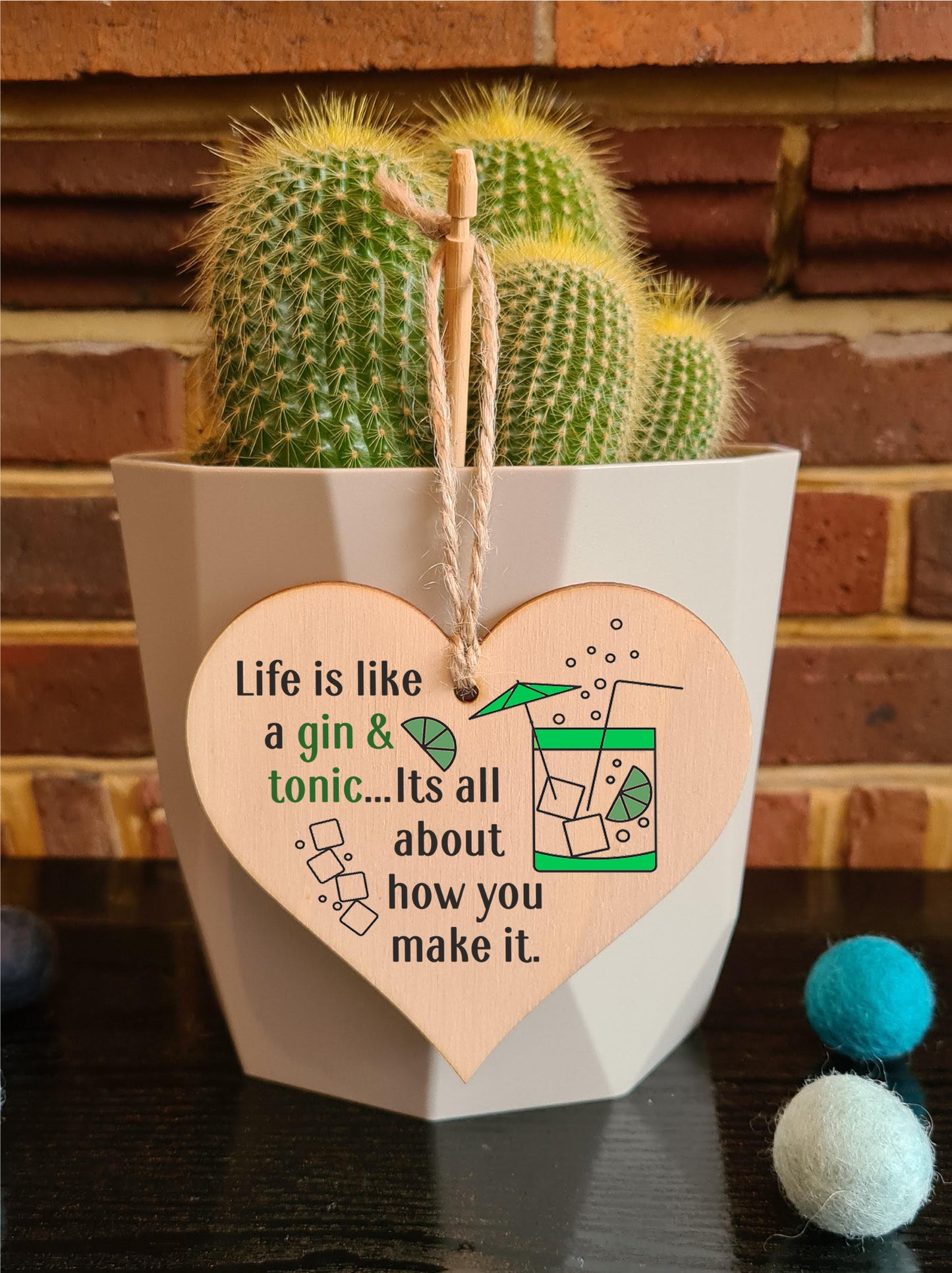 Handmade Wooden Hanging Heart Plaque Gift Perfect for Gin Lovers Novelty Funny Keepsake