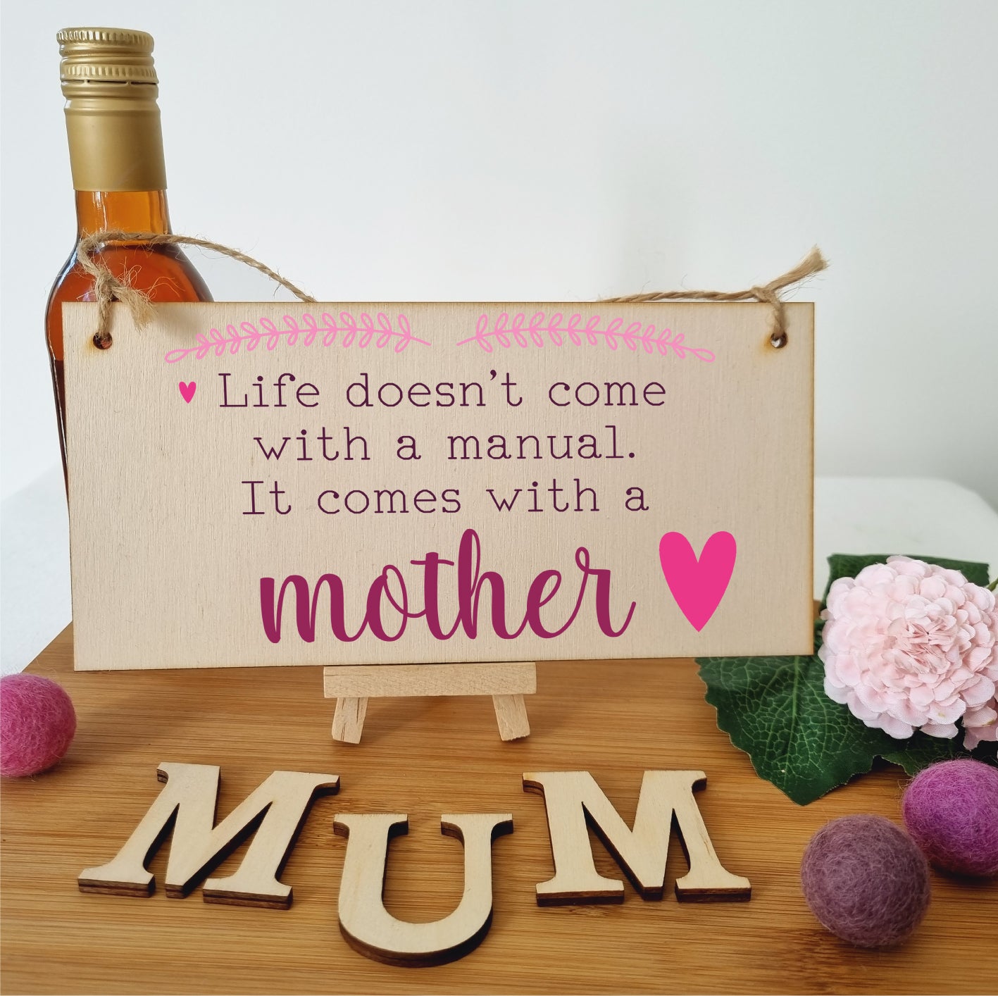 Handmade Wooden Hanging Wall Plaque Life Not a Manual a Mother Sentimental Gift Sign Mother's Day