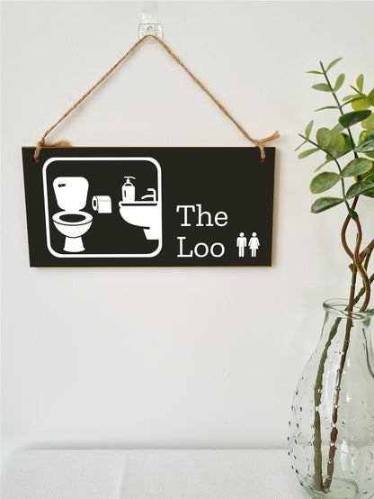 Handmade Wooden Hanging Wall Plaque The Loo Funny Novelty Decorative Door Sign Icon Style The Office