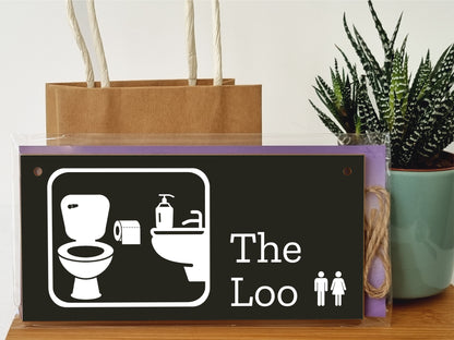 Handmade Wooden Hanging Wall Plaque The Loo Funny Novelty Decorative Door Sign Icon Style The Office