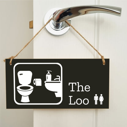 Handmade Wooden Hanging Wall Plaque The Loo Funny Novelty Decorative Door Sign Icon Style The Office