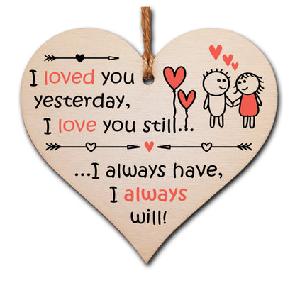 Handmade Wooden Hanging Heart Plaque Valentine's Gift for someone special boyfriend girlfriend husband wife romantic keepsake