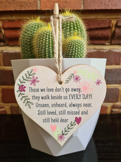 Handmade Wooden Hanging Heart Plaque Gift Those We Love Held Dear Missing You Bereavement In Memory Keepsake Wall Hanger