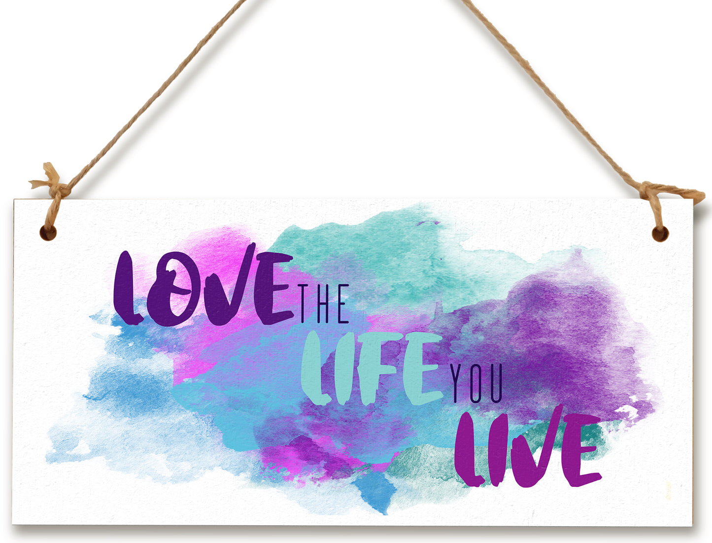 Handmade Wooden Hanging Wall Plaque Love the Life You Live Motivational Inspirational Decorative Minimalist Sign