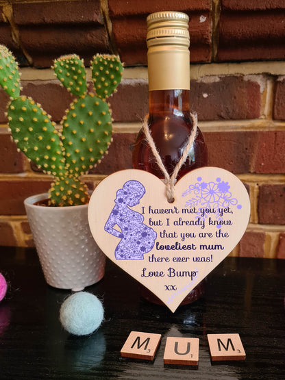 Handmade Wooden Hanging Heart Plaque perfect for mum to be pregnant special keepsake loveliest mum to be from bump cute fun card alternative from baby