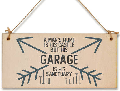 Handmade Wooden Hanging Wall Plaque A Man's Home Castle Shed Sanctuary Novelty Man Cave Sign Father's Day Gift