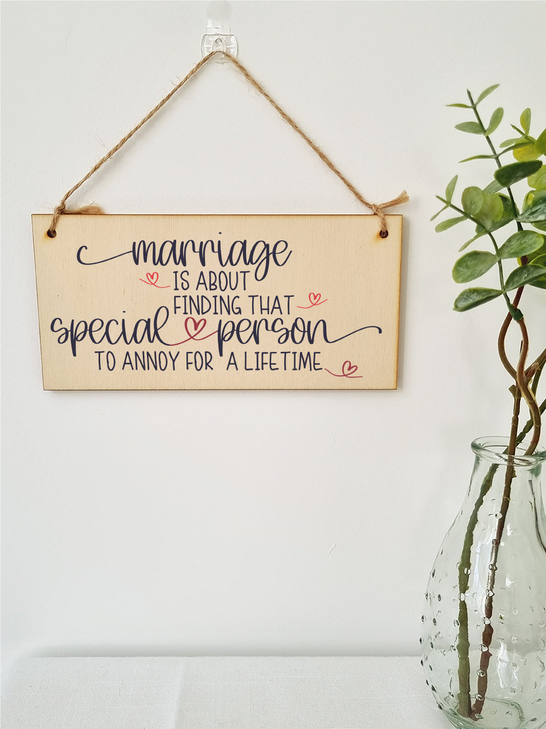 Handmade Wooden Hanging Wall Plaque Happy Marriage Special Person Annoy Lifetime Decorative Sign Wedding Gift