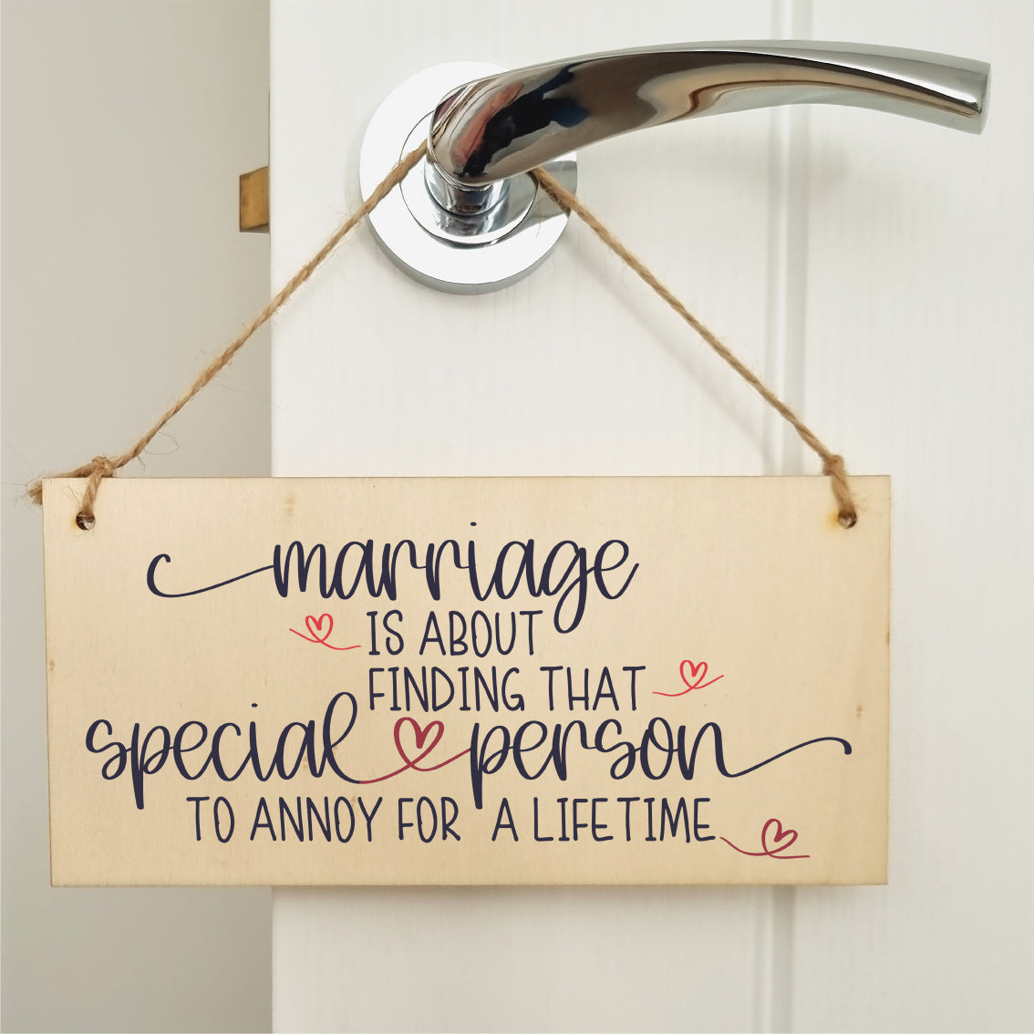 Handmade Wooden Hanging Wall Plaque Happy Marriage Special Person Annoy Lifetime Decorative Sign Wedding Gift