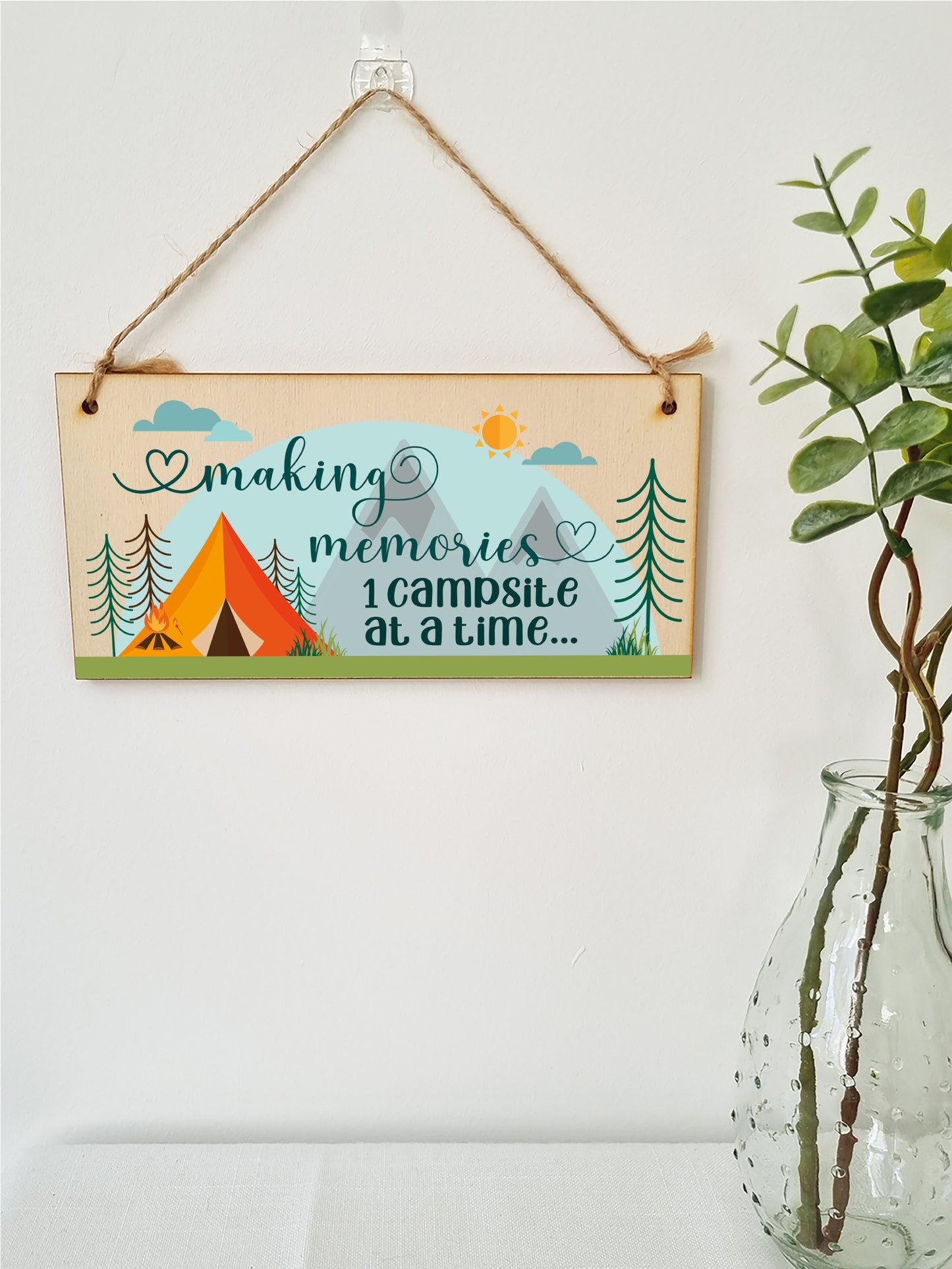 Handmade Wooden Hanging Wall Plaque Making Memories 1 Campsite at a Time Adventure Sign for Caravan Tent Camper