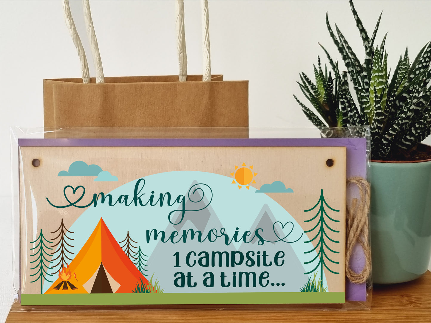 Handmade Wooden Hanging Wall Plaque Making Memories 1 Campsite at a Time Adventure Sign for Caravan Tent Camper