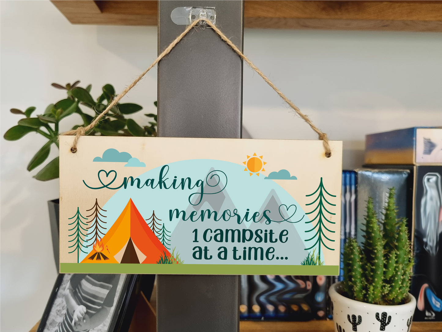 Handmade Wooden Hanging Wall Plaque Making Memories 1 Campsite at a Time Adventure Sign for Caravan Tent Camper