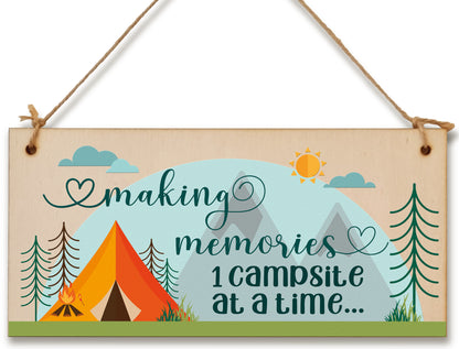 Handmade Wooden Hanging Wall Plaque Making Memories 1 Campsite at a Time Adventure Sign for Caravan Tent Camper