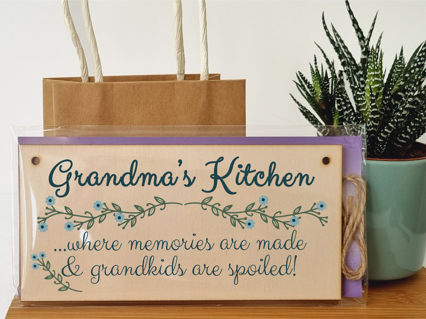 Handmade Wooden Hanging Wall Plaque Grandmas Kitchen Memories Made Grandkids Spoiled Gift for Grandparents