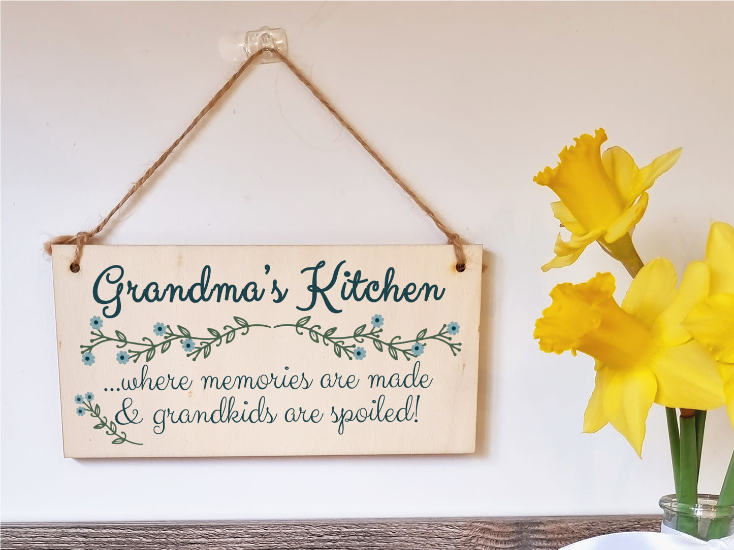 Handmade Wooden Hanging Wall Plaque Grandmas Kitchen Memories Made Grandkids Spoiled Gift for Grandparents