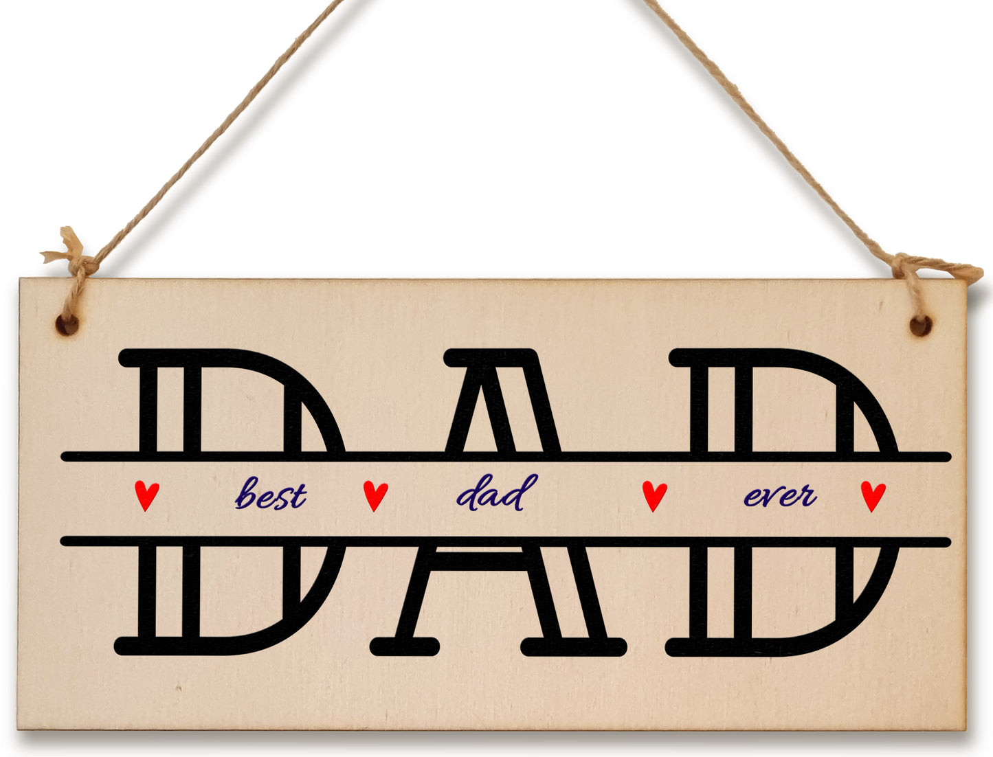 Handmade Wooden Hanging Wall Plaque Best Dad Ever Monogram Style Father's Day Gift Office Man Cave Sign