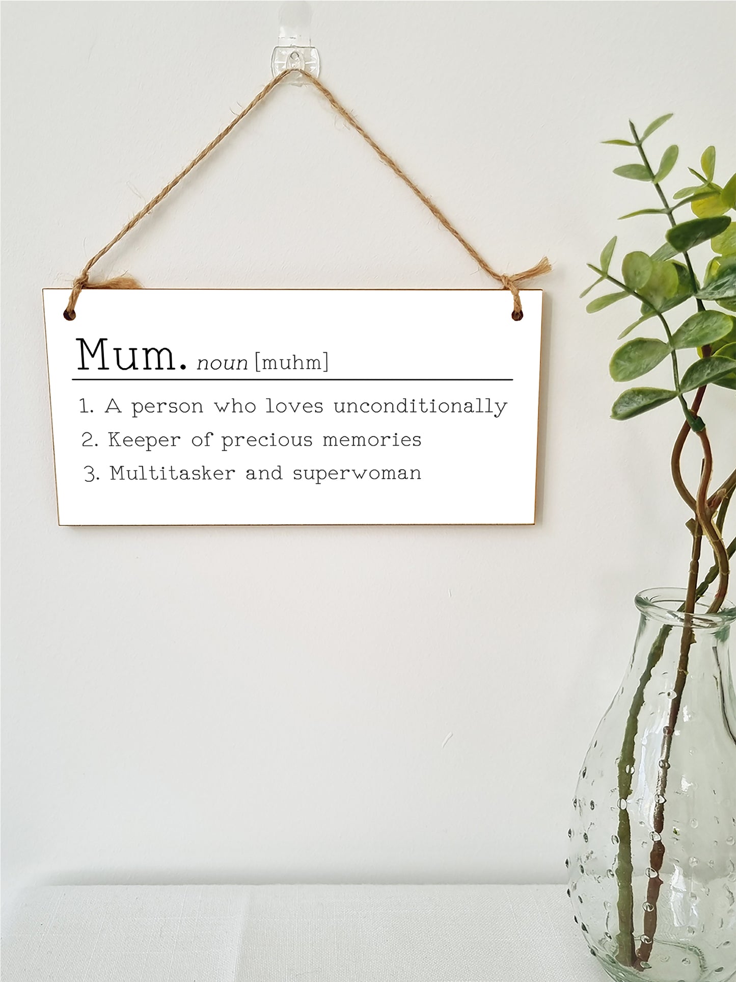 Handmade Wooden Hanging Wall Plaque Mum Loves Unconditionally Superwoman Dictionary Style Gift Sign mother's Day