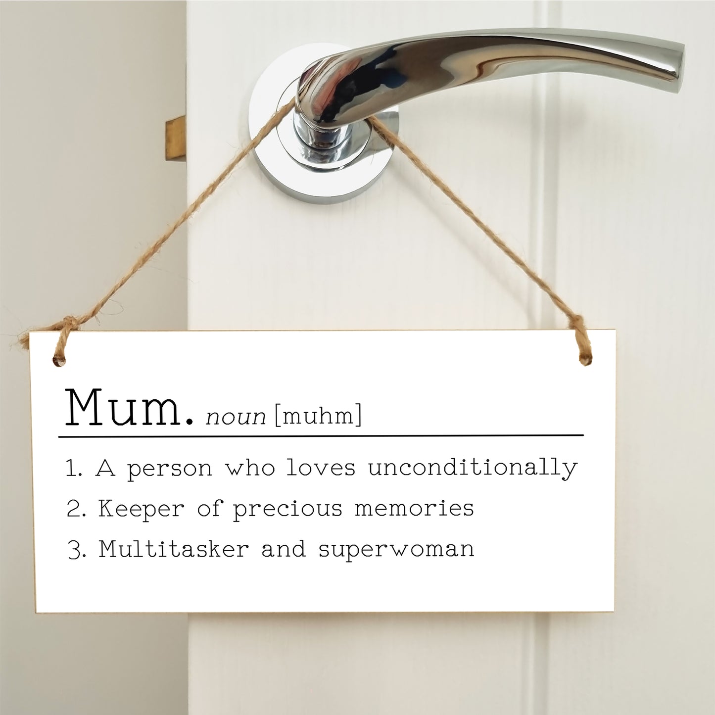 Handmade Wooden Hanging Wall Plaque Mum Loves Unconditionally Superwoman Dictionary Style Gift Sign mother's Day