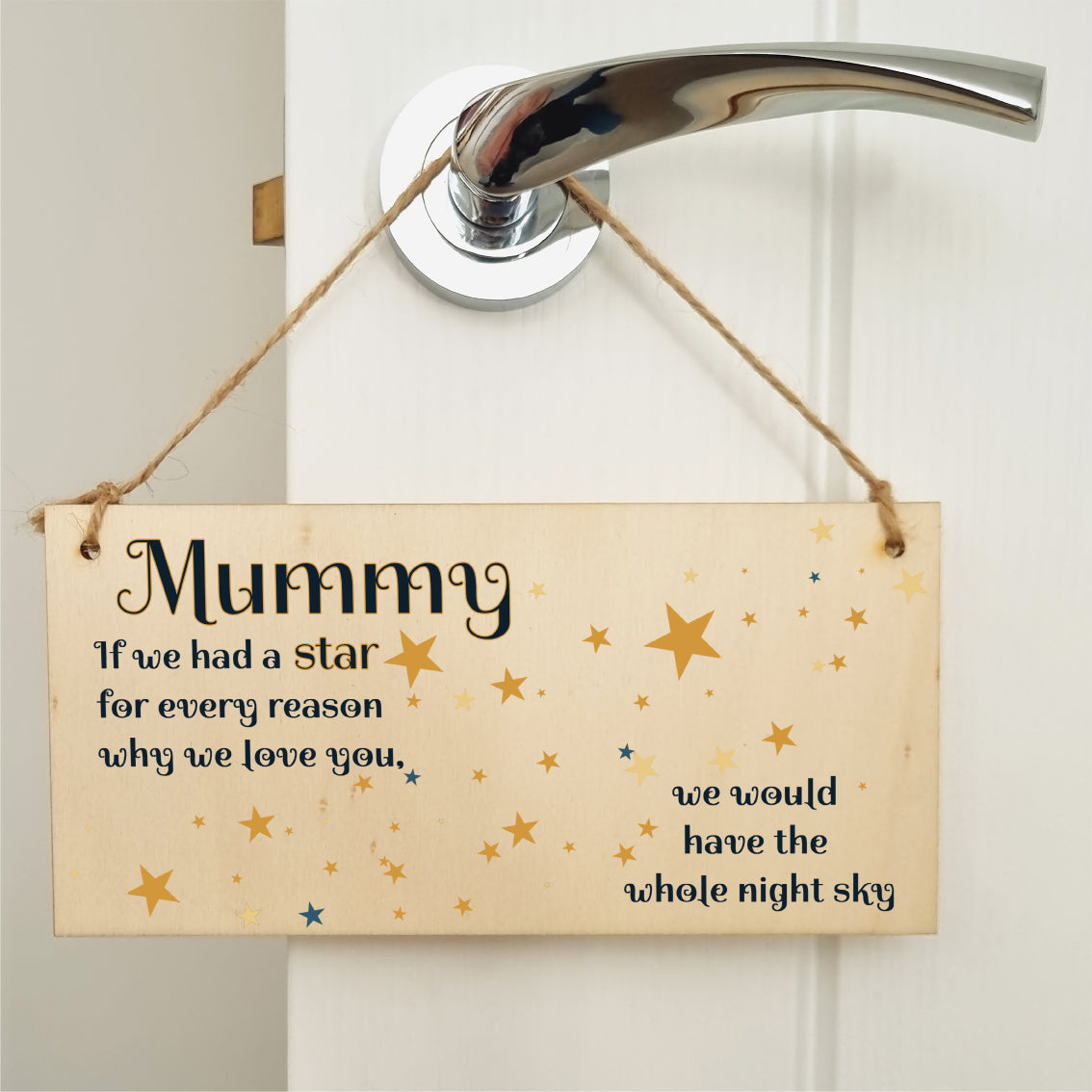 Handmade Wooden Hanging Wall Plaque Mum Stars Reasons We Love You Sentimental Gift Sign Mother's Day