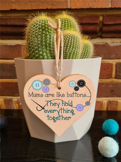 Handmade Wooden Hanging Heart Plaque Gift for Mum Thoughtful Keepsake for Craft Sewing Fan