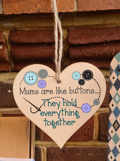 Handmade Wooden Hanging Heart Plaque Gift for Mum Thoughtful Keepsake for Craft Sewing Fan