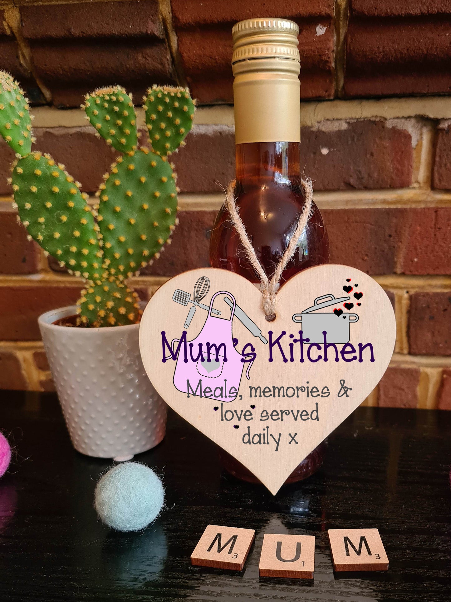 Handmade Wooden Hanging Heart Plaque Gift for Mum Thoughtful Keepsake for Kitchen Baking Cooking Fan