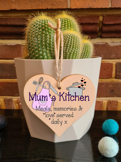 Handmade Wooden Hanging Heart Plaque Gift for Mum Thoughtful Keepsake for Kitchen Baking Cooking Fan