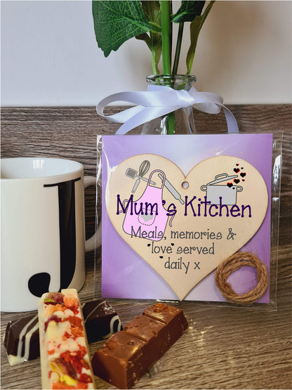 Handmade Wooden Hanging Heart Plaque Gift for Mum Thoughtful Keepsake for Kitchen Baking Cooking Fan