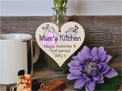 Handmade Wooden Hanging Heart Plaque Gift for Mum Thoughtful Keepsake for Kitchen Baking Cooking Fan