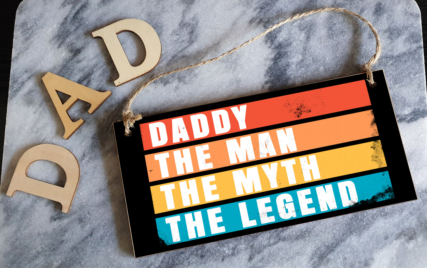 Handmade Wooden Hanging Wall Plaque Daddy Man Myth Legend Decorative Sentimental Gift Father's Day Office Man Cave