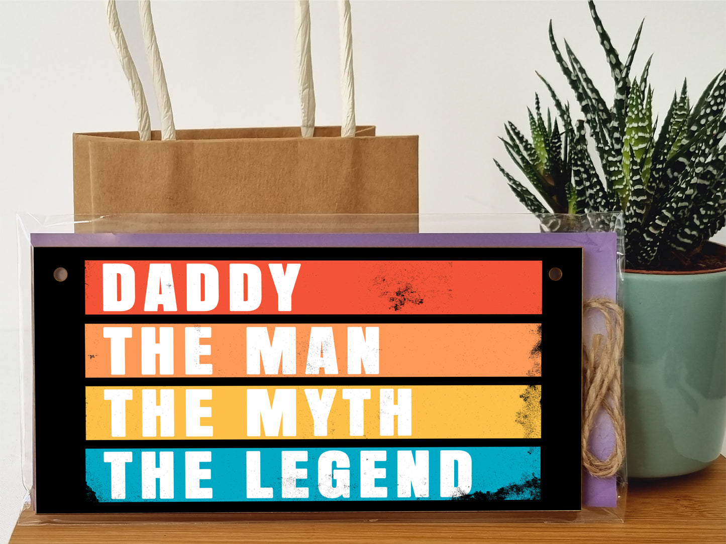 Handmade Wooden Hanging Wall Plaque Daddy Man Myth Legend Decorative Sentimental Gift Father's Day Office Man Cave