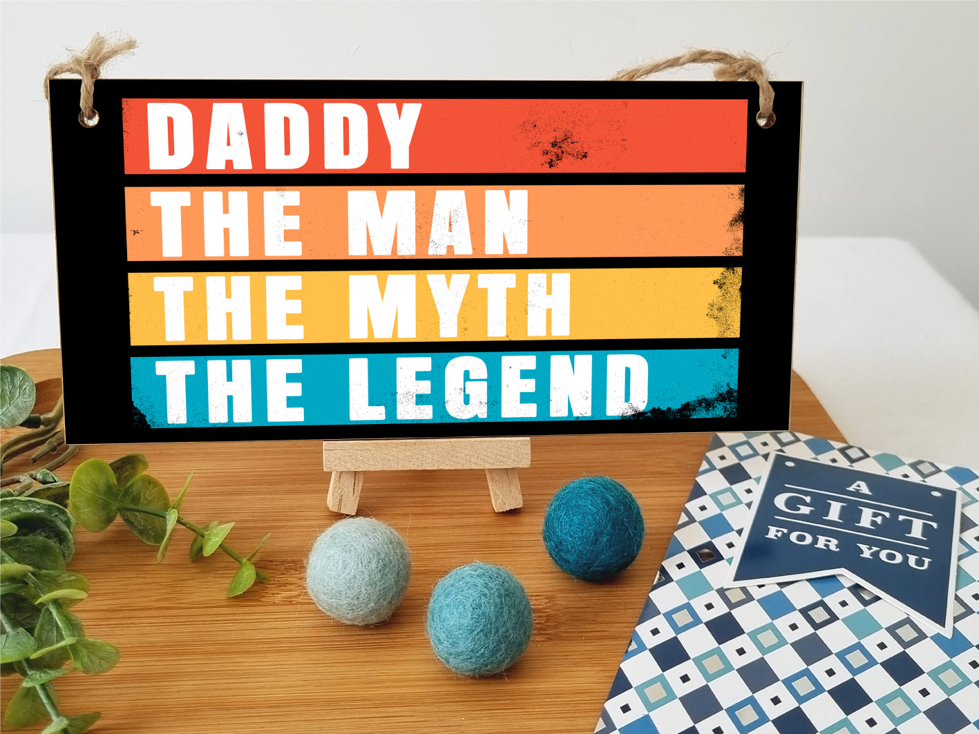 Handmade Wooden Hanging Wall Plaque Daddy Man Myth Legend Decorative Sentimental Gift Father's Day Office Man Cave