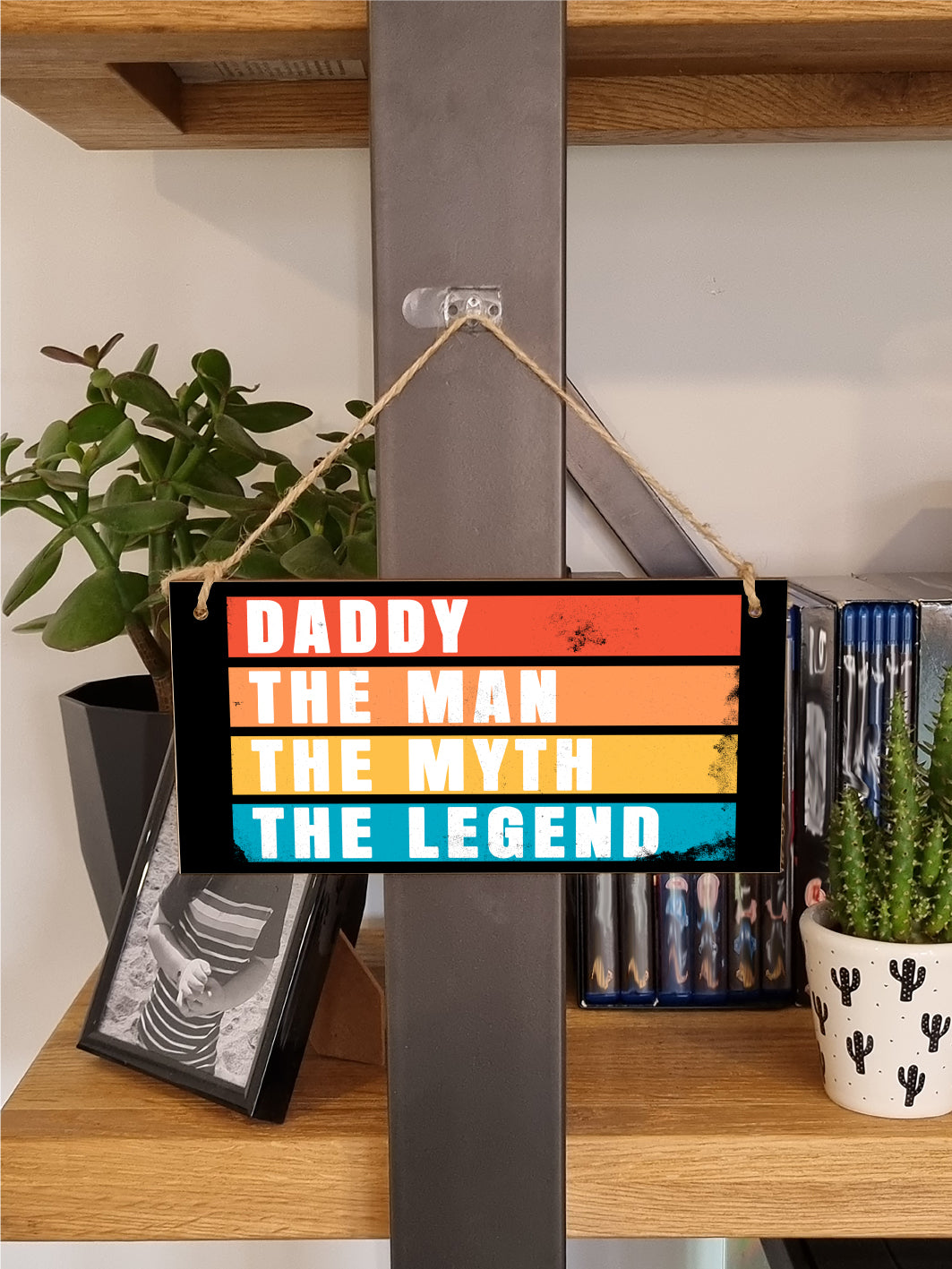 Handmade Wooden Hanging Wall Plaque Daddy Man Myth Legend Decorative Sentimental Gift Father's Day Office Man Cave