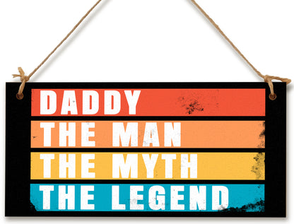 Handmade Wooden Hanging Wall Plaque Daddy Man Myth Legend Decorative Sentimental Gift Father's Day Office Man Cave