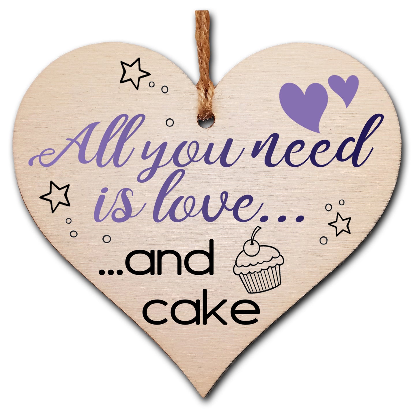 Handmade Wooden Hanging Heart Plaque Gift for Cake Lovers Novelty Funny Keepsake