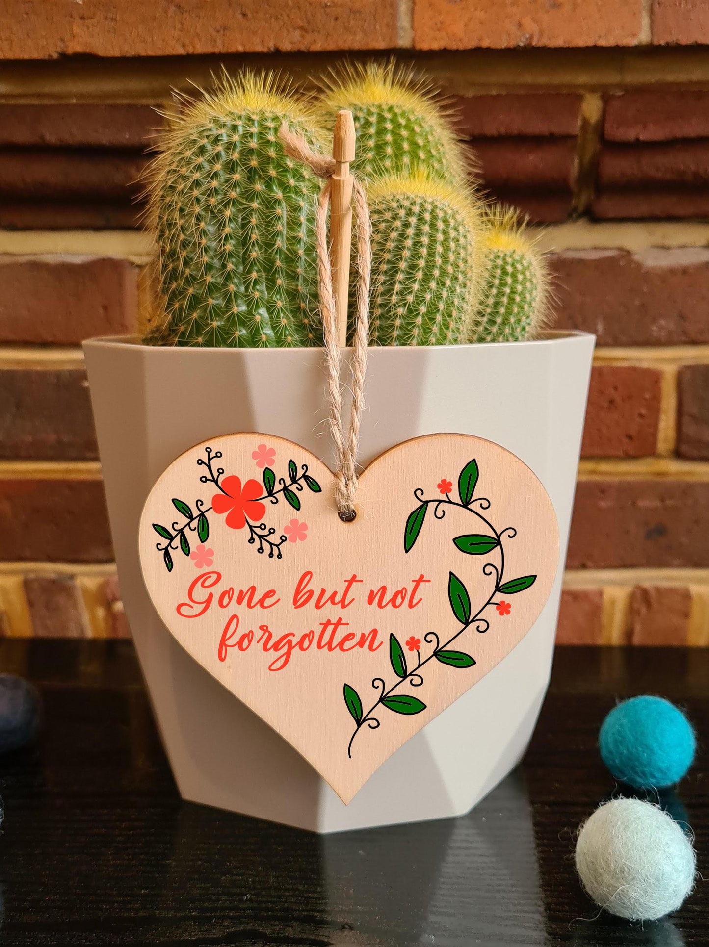 Handmade Wooden Hanging Heart Plaque Gift to Say Sorry Commiserations Sympathy Card Alternative