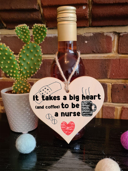 Handmade Wooden Hanging Heart Plaque Gift for a Great Nurse Funny Thank You Keepsake