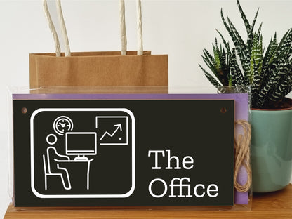 Handmade Wooden Hanging Wall Plaque The Office Funny Novelty Decorative Door Sign Icon Style for Home Office