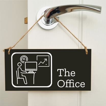 Handmade Wooden Hanging Wall Plaque The Office Funny Novelty Decorative Door Sign Icon Style for Home Office