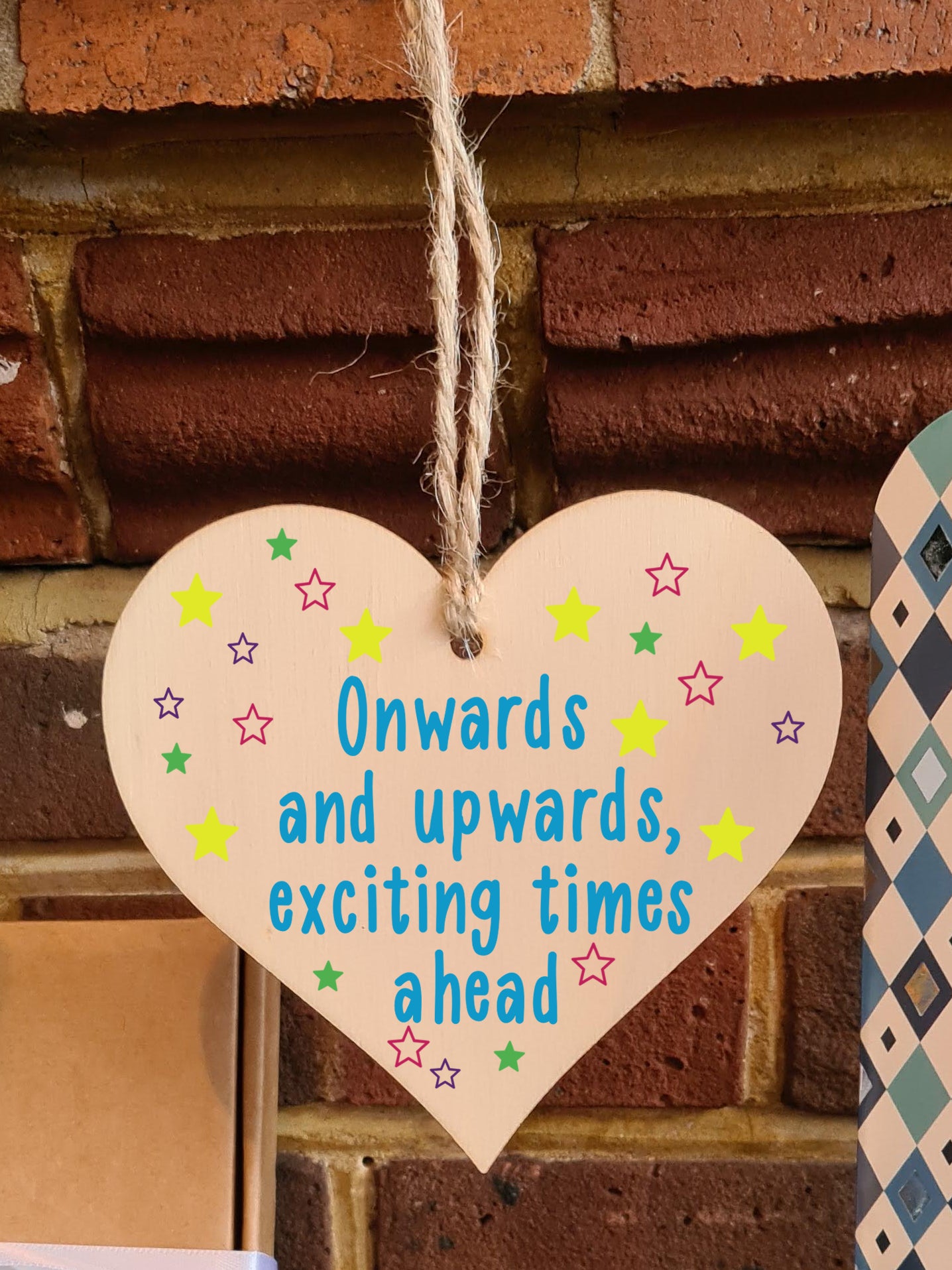 Handmade Wooden Hanging Heart Plaque Gift Exciting Times Ahead Leaving Present Work Colleague Friend Card Alternative