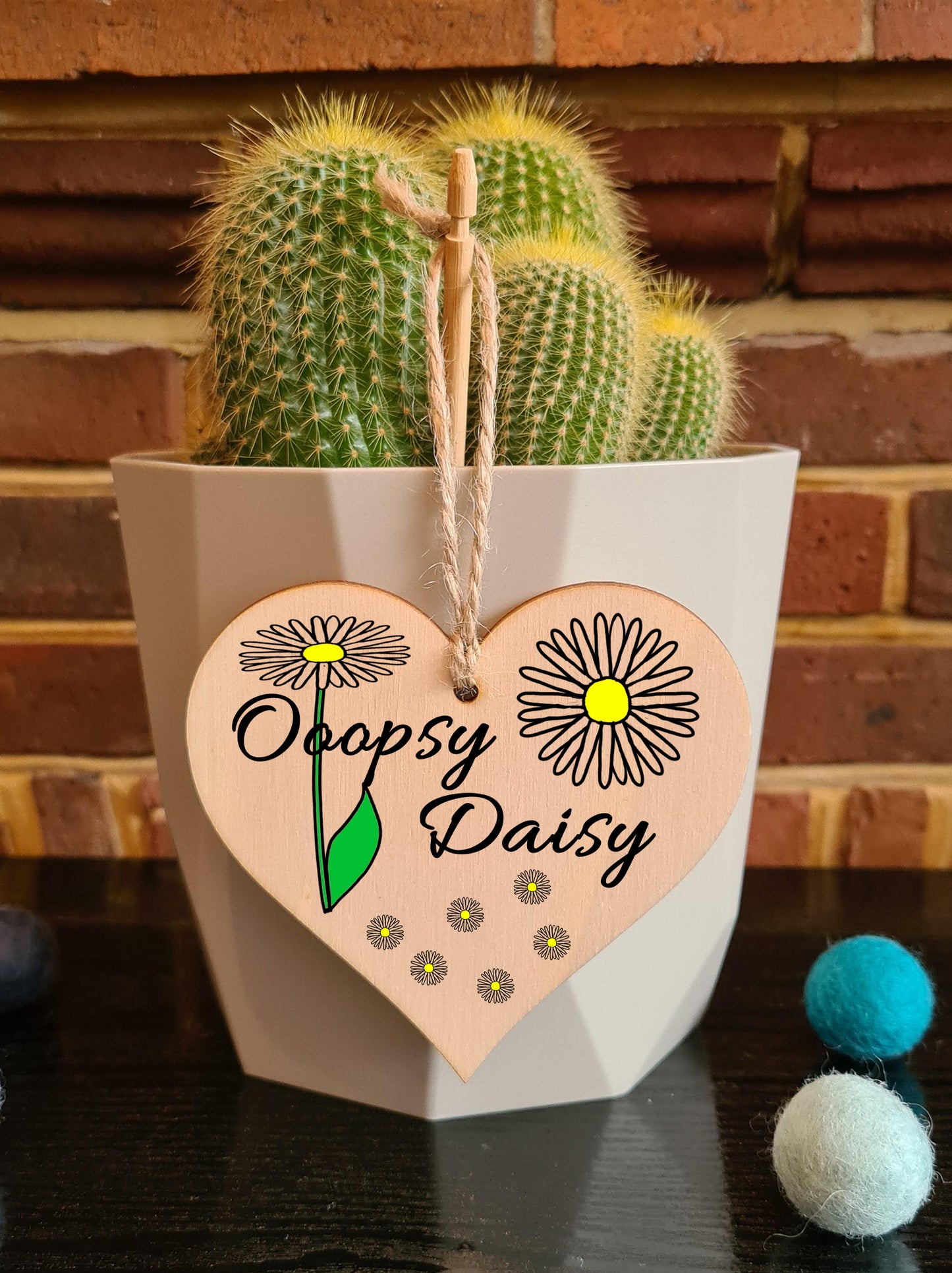 Handmade Wooden Hanging Heart Plaque Gift to Say Sorry Card Alternative