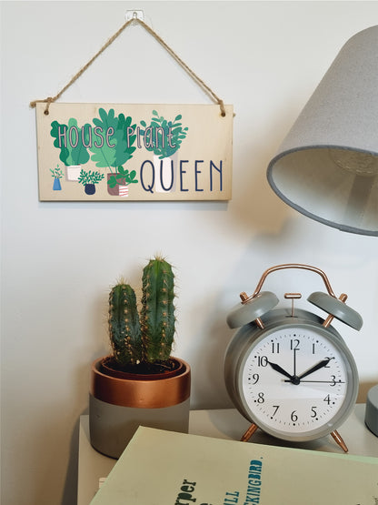 Handmade Wooden Hanging Wall Plaque House Plant Queen Funny House Plant Decorative Sign Friendship Mum Sister Gift