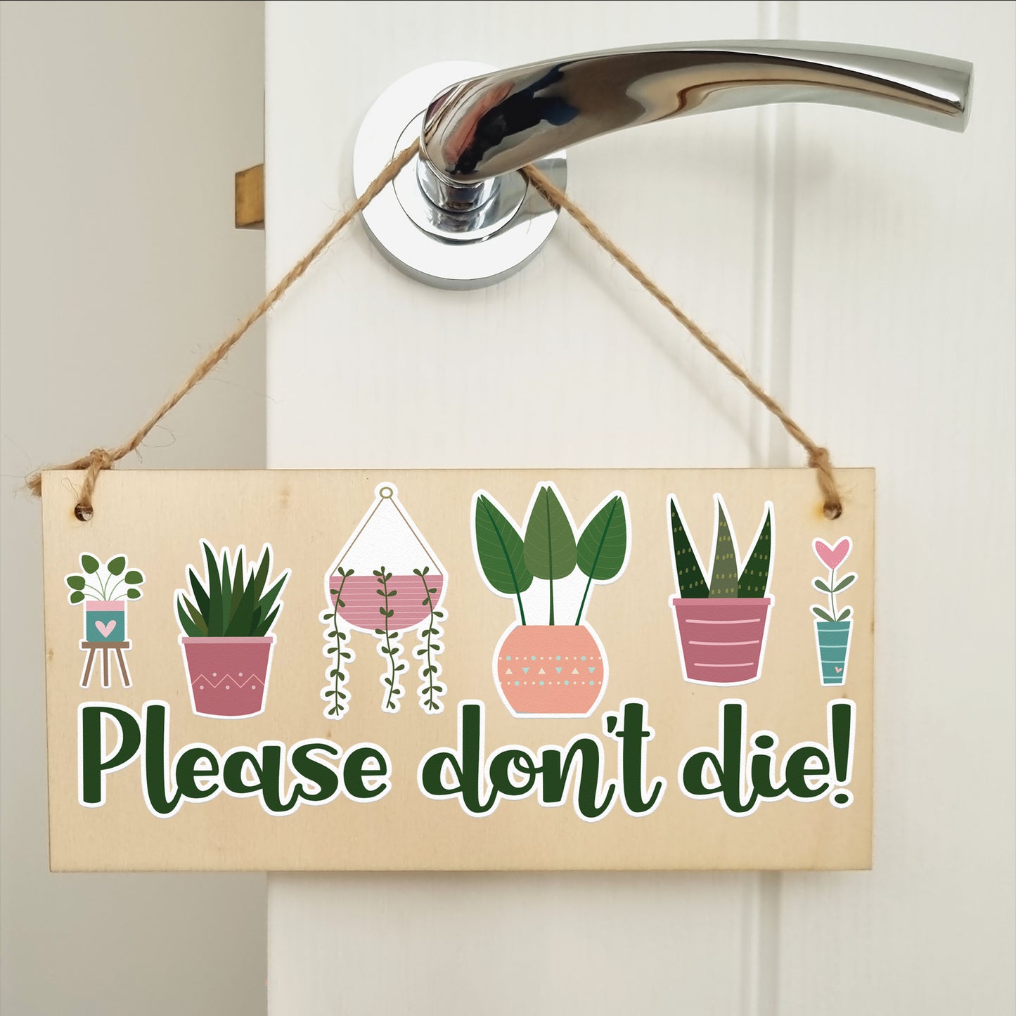 Houseplants Please Don't Die Funny Novelty Decorative Handmade Wooden Plaque Home Décor Friendship Hanging Sign Gift