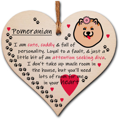 Handmade Wooden Hanging Heart Plaque Gift Perfect for Dog Lovers Pet Keepsake Novelty Decoration